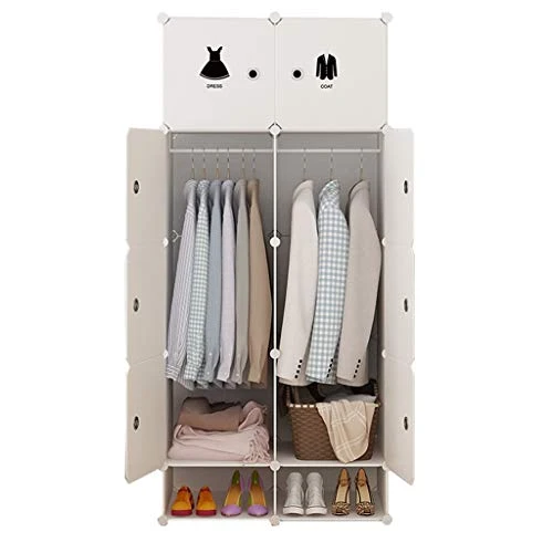 Locker Scarpe-Bit Armadio 2-pensili di Plastica 8-Porte 2-Gitter Scaffali Abbigliamento Deeper Home Camera Dormitorio 75X4...