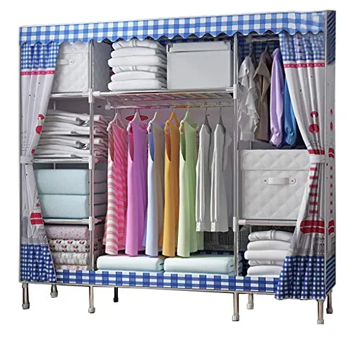 Locker Stoccaggio di Tela Armadio Organizzatore Vestiti Appesi Affitto Casa Portatile Robusto da Letto Scaffalature Metall...