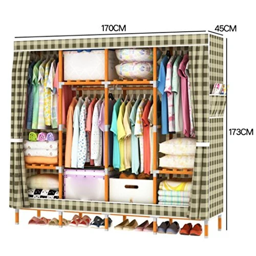 LyMei Armadio Storage Armadio Legno massello Oxford Armadio Armadio Organizzatore di stoccaggio Antipolvere Abbigliamento...