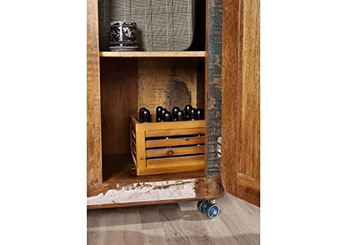 MASSIVMOEBEL24.DE FREEZY #38 Armadio Legno Riciclato - Laccato/Multicolore 90x38x175