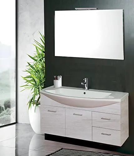 mazzoni Mobile da Bagno Sospeso 108cm Manhattan Bianco Frassinato