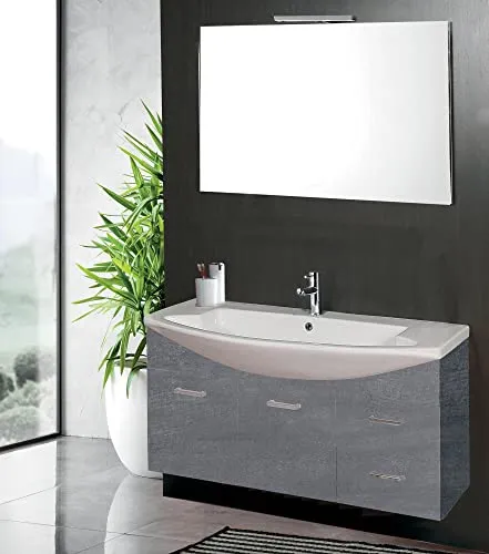 mazzoni Mobile da Bagno Sospeso 108cm Manhattan Grigio Cemento