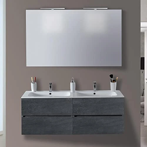 mazzoni Mobile da Bagno Sospeso 120cm Maiorca Light Doppia Vasca Antracite