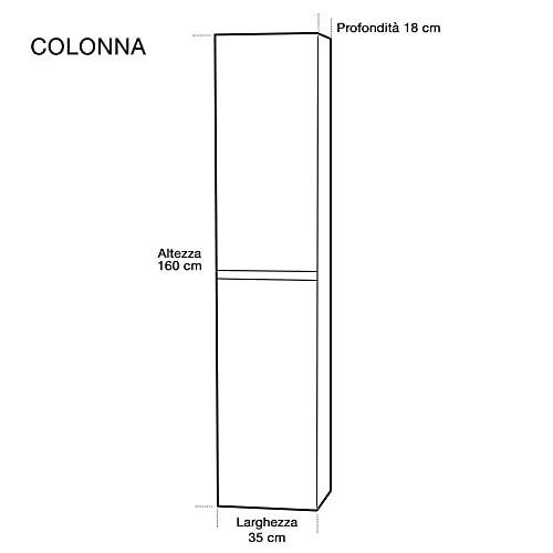 mazzoni Mobile da Bagno Sospeso con Colonna Maiorca Light Noce Scuro Frassinato P18x70 cm