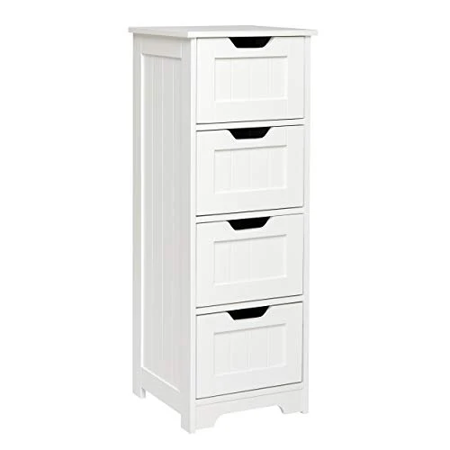 Meerveil Mobiletto Bagno, Cassettiera Armadietto Bagno da 4 Cassetti legno Salvaspazio 30 x 30 x 82 cm per Bagno Soggiorno...