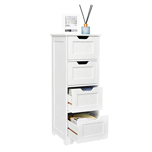 Meerveil Mobiletto Bagno, Cassettiera Armadietto Bagno da 4 Cassetti legno Salvaspazio 30 x 30 x 82 cm per Bagno Soggiorno...