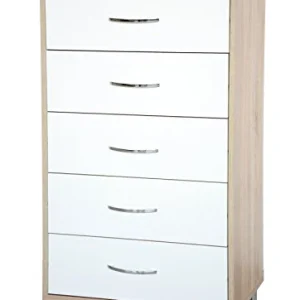 MeMi Me1405RSBF Cassettiera, Legno, Sonoma/Bianco Frassinato, 40x60x111 cm