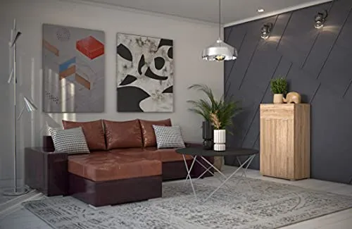 MeMi Me306RSN Armadietto due ante con cassetto Gia' Montato, Legno, Rovere Sonoma, 38x60x105 cm
