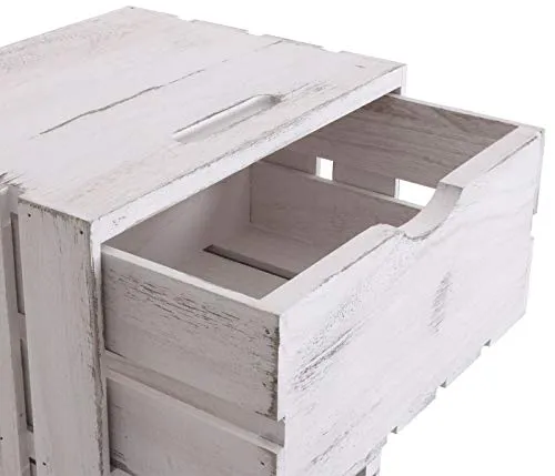 Mendler Comodino cassettiera HWC-C62 serie Vintage 2 cassetti - bianco