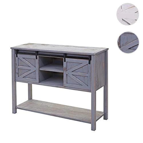 Mendler Credenza comò cassettiera Shabby Vintage Ante scorrevoli HWC-D57 Legno paulonia Grigio