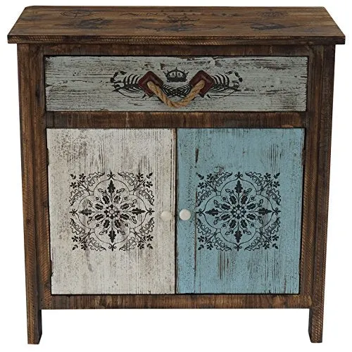 Mendler Serie Vintage Como cassettiera Legno Stile Spagnolo Modello Funchal 40x80x84cm