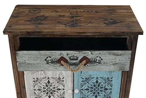 Mendler Serie Vintage Como cassettiera Legno Stile Spagnolo Modello Funchal 40x80x84cm