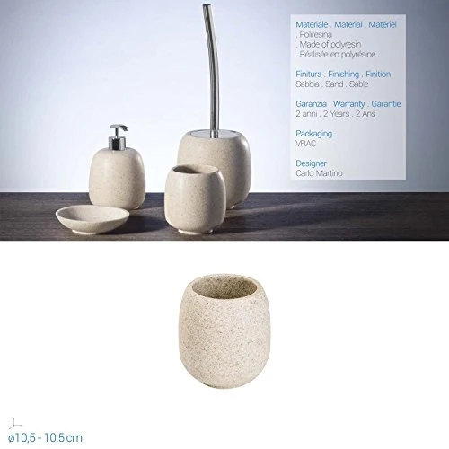 METAFORM Porta Spazzolini da Appoggio col. Sabbia poliresina MOD. Afra