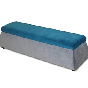 Meubletmoi - Panca baule velluto bicolore blu e grigio – estremità del letto portaoggetti panca, colore: zaffiro