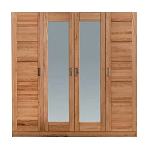 Möbel-Store24 Armadio con anta specchio, legno di faggio massiccio, oliato naturale, 4 ante Möbel Store 24