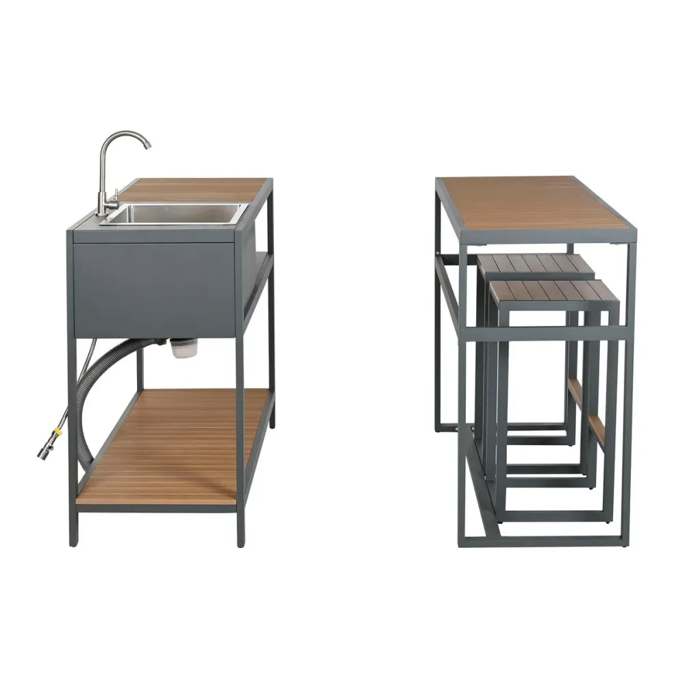 Mobile da cucina Home ESPRIT Grigio Naturale 127 x 100 x 90 cm 127 x 100 x 95 cm