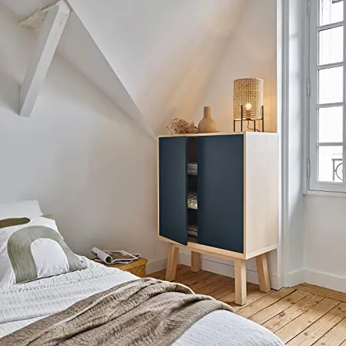 MON PETIT MOUBLE FRANCIIS - Armadio 2 ante legno, colore: Blu scuro MON PETIT MEUBLE FRANCAIS