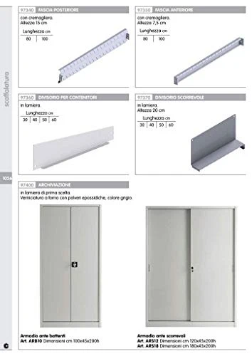nextradeitalia 1PZ METALLO-ARMADIO PER UFFICIO ARS12 DIMENSIONI CM 120X45X200H COLORE GRIGIO