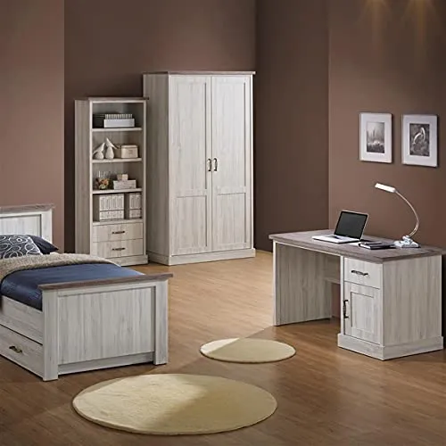 Armadio 2 ante, colore: rovere chiaro e marrone Emora. NOUVOMEUBLE