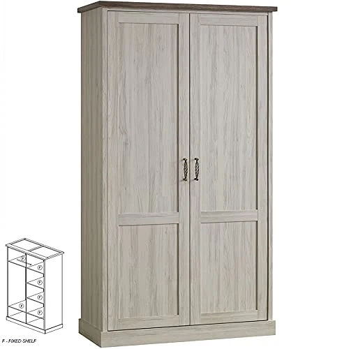 Armadio 2 ante, colore: rovere chiaro e marrone Emora. NOUVOMEUBLE