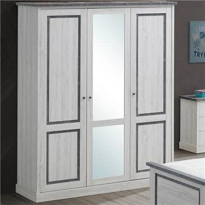 Leonie, armadio 3 ante, colore: rovere grigio NOUVOMEUBLE
