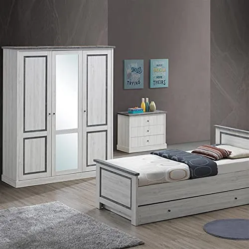 Leonie, armadio 3 ante, colore: rovere grigio NOUVOMEUBLE
