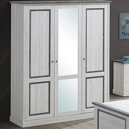 Leonie, armadio 3 ante, colore: rovere grigio NOUVOMEUBLE