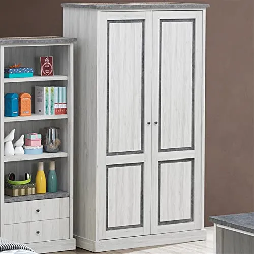 Leonie, armadio 2 ante, colore: rovere grigio NOUVOMEUBLE