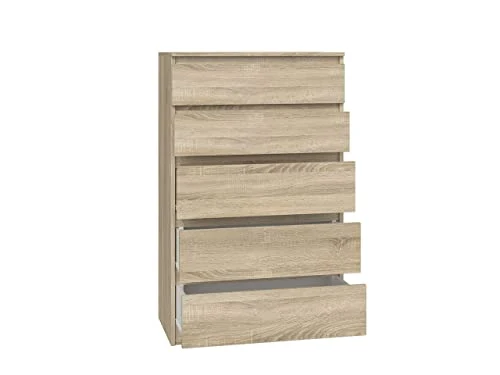 NOXEN Cassettiera M5 70 rovere Sonoma, mobili per camera da letto, armadio, cinque cassetti, comodino, per casa, soggiorno...