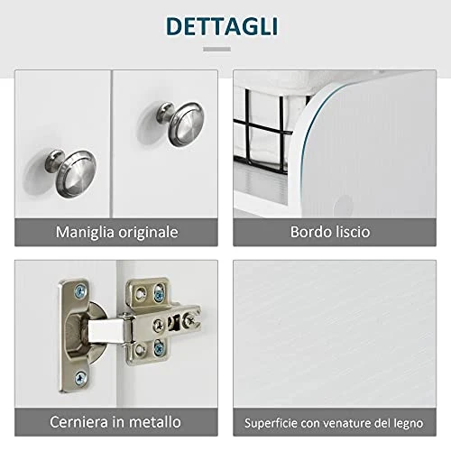 HOMCOM Armadio Scarpiera Bianca Salvaspazio e Moderna Legno per 12 Paia di Scarpe, 4 Ripiani Aperti, 83 x 30 x 90cm, Bianc...