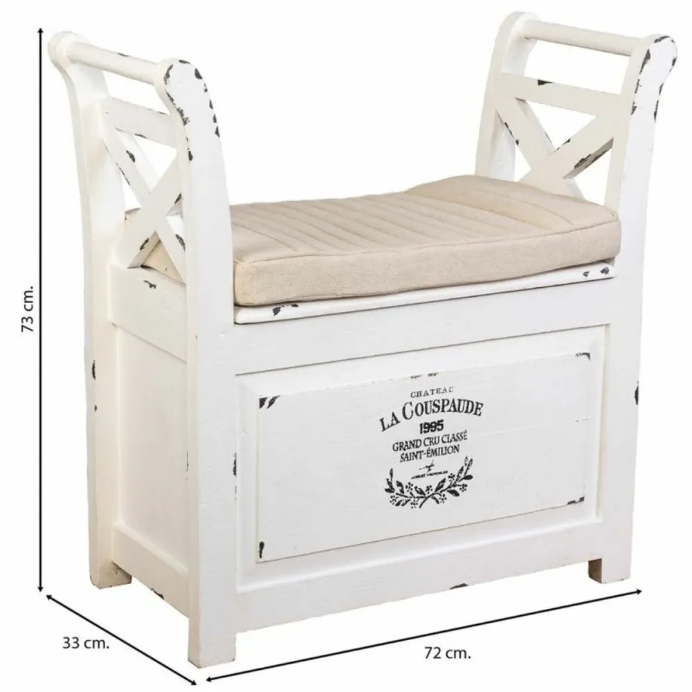 Panca Alexandra House Living Bianco Legno 33 x 73 x 72 cm