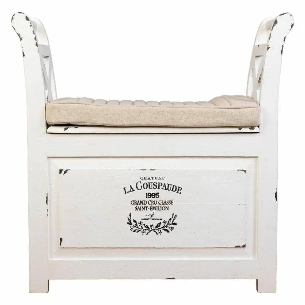 Panca Alexandra House Living Bianco Legno 33 x 73 x 72 cm