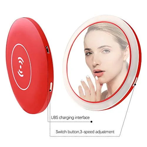 Specchio Cosmetico con Specchio per Trucco da 4 Pollici con Luci, Specchio Cosmetico Professionale da Viaggio, Specchio Ta...