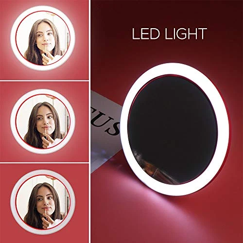 Specchio Cosmetico con Specchio per Trucco da 4 Pollici con Luci, Specchio Cosmetico Professionale da Viaggio, Specchio Ta...