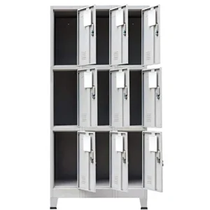 Armadio Armadio metallo, armadio con 9 scomparti per guardaroba, grigio 90 x 45 x 180 cm Pissente