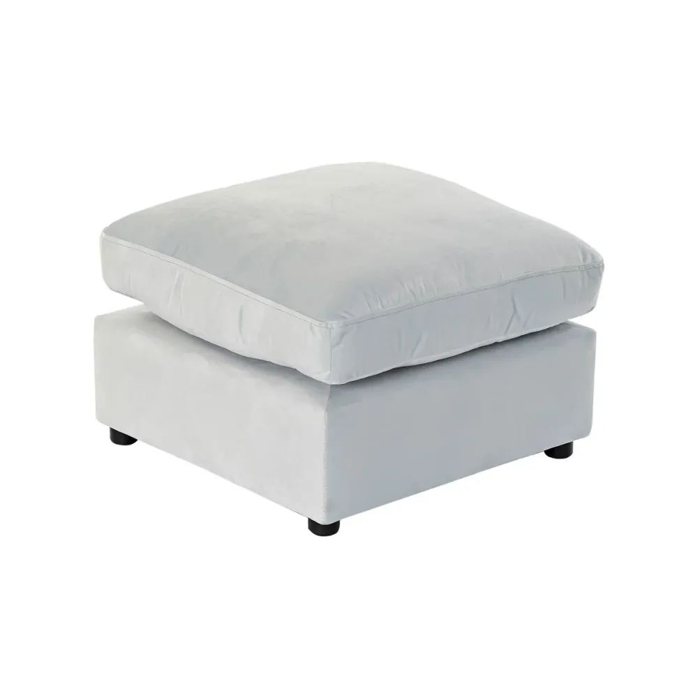 Poggiapiedi DKD Home Decor Legno Poliestere Celeste Moderno (55 x 55 x 35 cm)