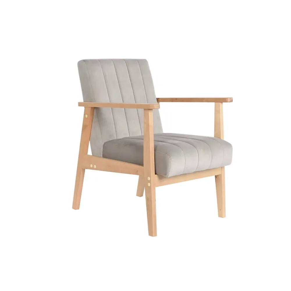 Poltrona DKD Home Decor 63 x 68 x 81 cm Naturale Grigio Beige Pino