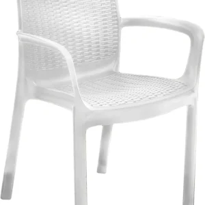 Poltrona Da Giardino Melody Resina Effetto Rattan Colore Bianco Resistente Ai Raggi Uv E Impilabile Keter