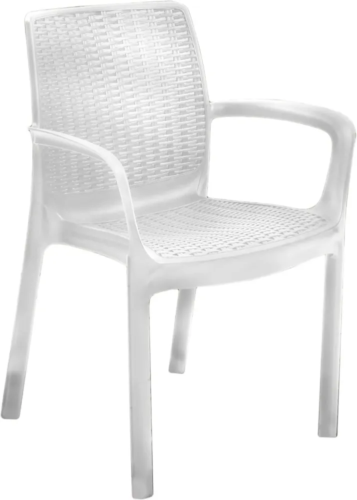 Poltrona Da Giardino Melody Resina Effetto Rattan Colore Bianco Resistente Ai Raggi Uv E Impilabile Keter