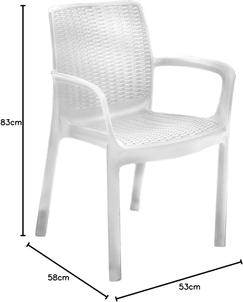 Poltrona Da Giardino Melody Resina Effetto Rattan Colore Bianco Resistente Ai Raggi Uv E Impilabile Keter