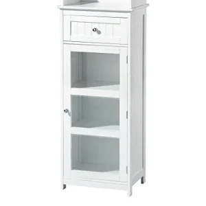 Premier Housewares 2402062 Gabinetto da Pavimento Legno, Maniglie Cromate, Bianco