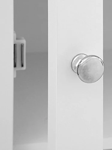 Premier Housewares 2402062 Gabinetto da Pavimento Legno, Maniglie Cromate, Bianco