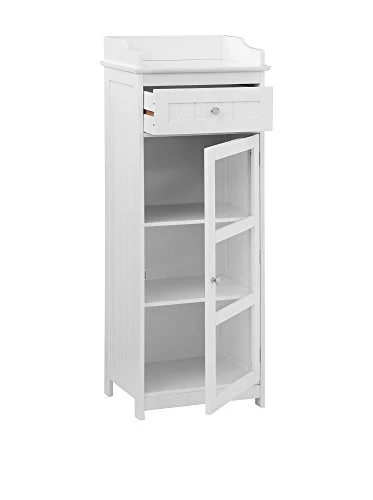 Premier Housewares 2402062 Gabinetto da Pavimento Legno, Maniglie Cromate, Bianco