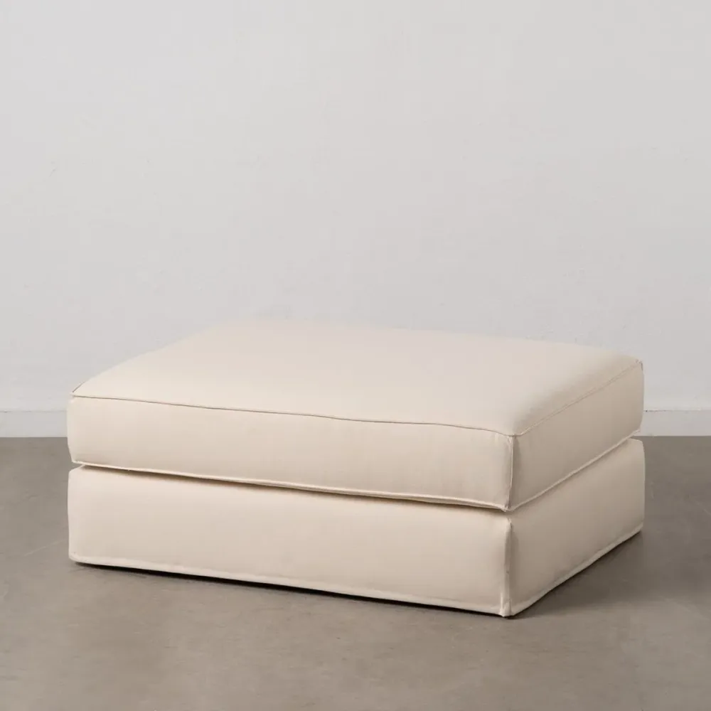 Puff 100 x 80 x 44 cm Tessuto Sintetico Crema