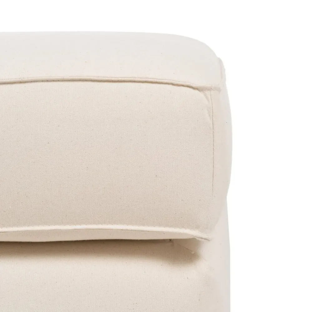 Puff 100 x 80 x 44 cm Tessuto Sintetico Crema