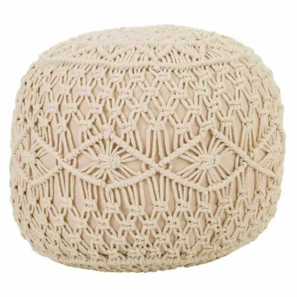 Puff Alexandra House Living Crema Bambù Spugna Legno MDF 50 x 30 x 50 cm