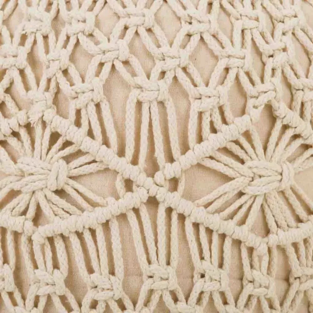 Puff Alexandra House Living Crema Bambù Spugna Legno MDF 50 x 30 x 50 cm