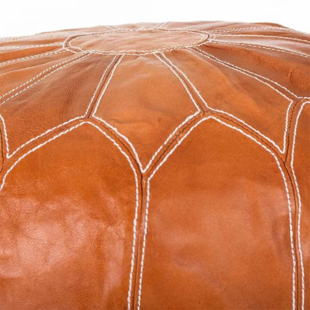 Puff Alexandra House Living Marrone Chiaro Pelle 48 x 35 x 48 cm
