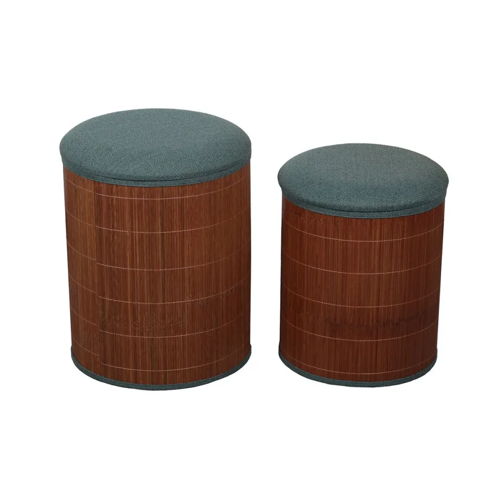 Puff Versa Verde Lino Bambù Legno MDF