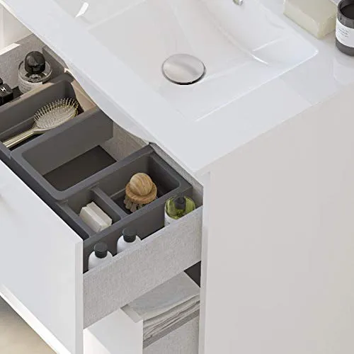 Randalsa Mobile Nexo 80 cm | Bianco | 81 x 81 x 46 cm | Mobile con 2 cassetti + lavabo Ceramica